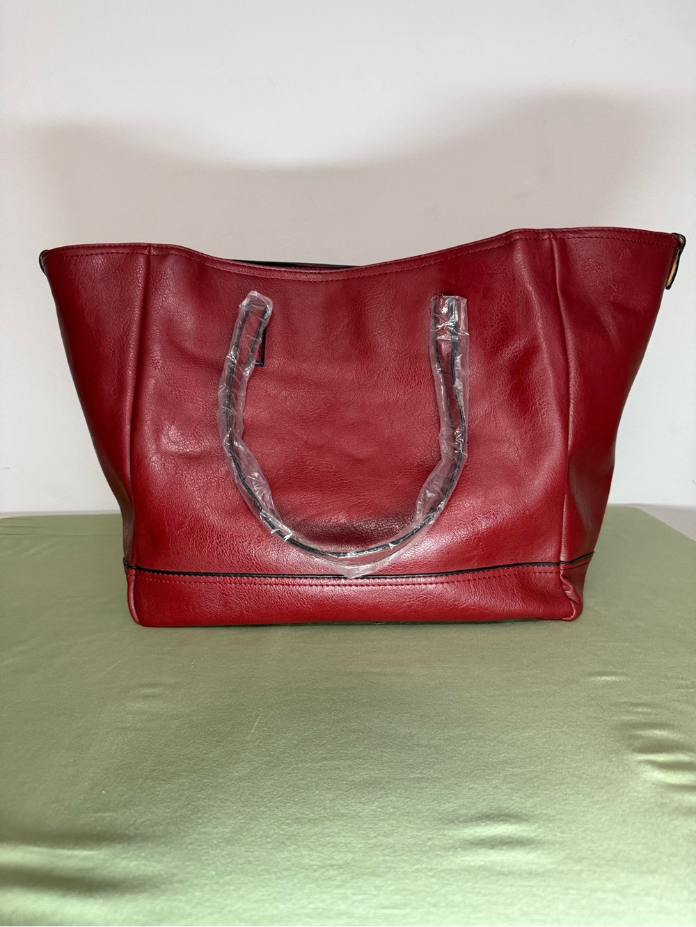ZARA Red Faux Leather Tote Bag | Large Shopper Shoulder Bag